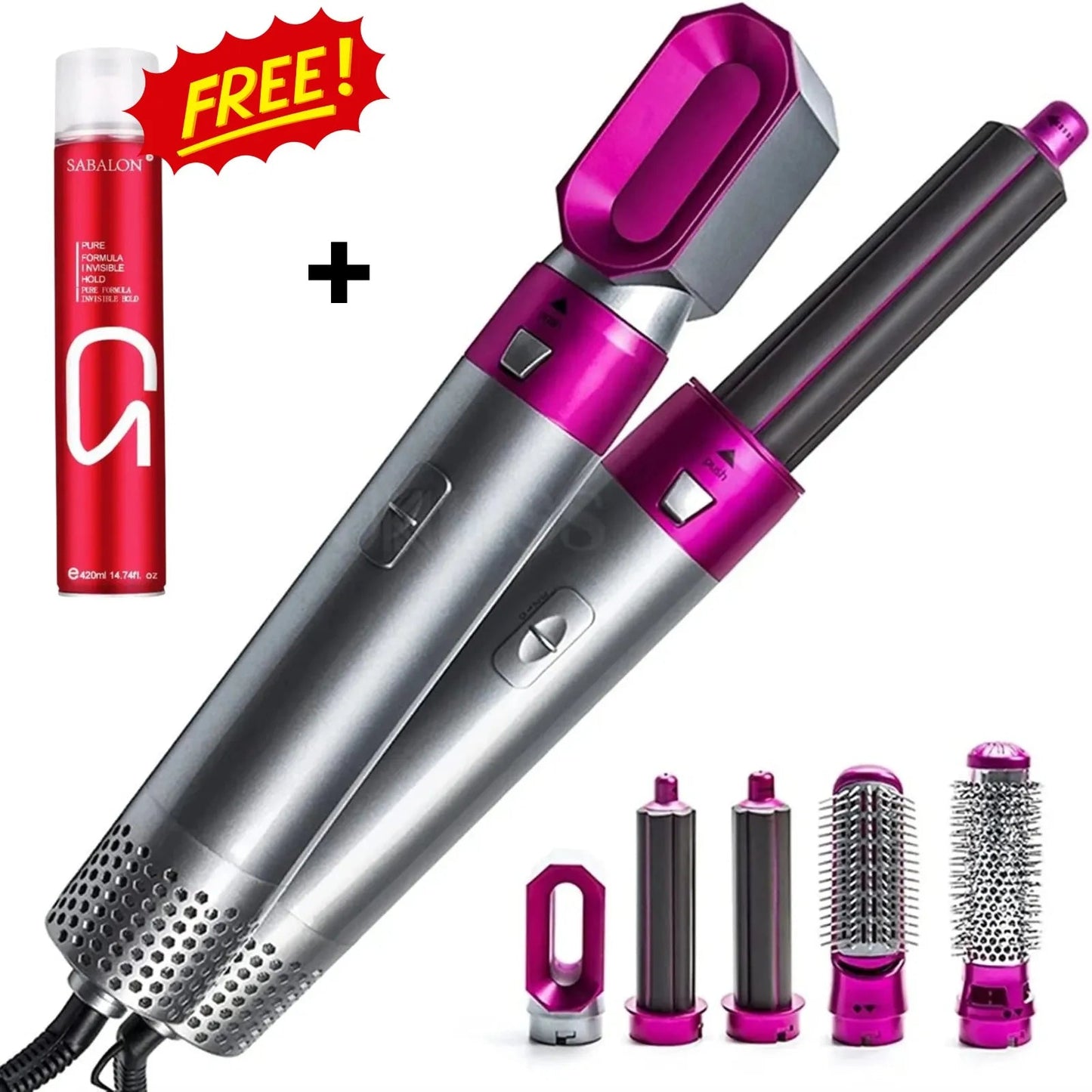 5 in 1 Hot Hair Styler With Free Gift Hair Hold Spray MADE by USA ( Limited Stock )