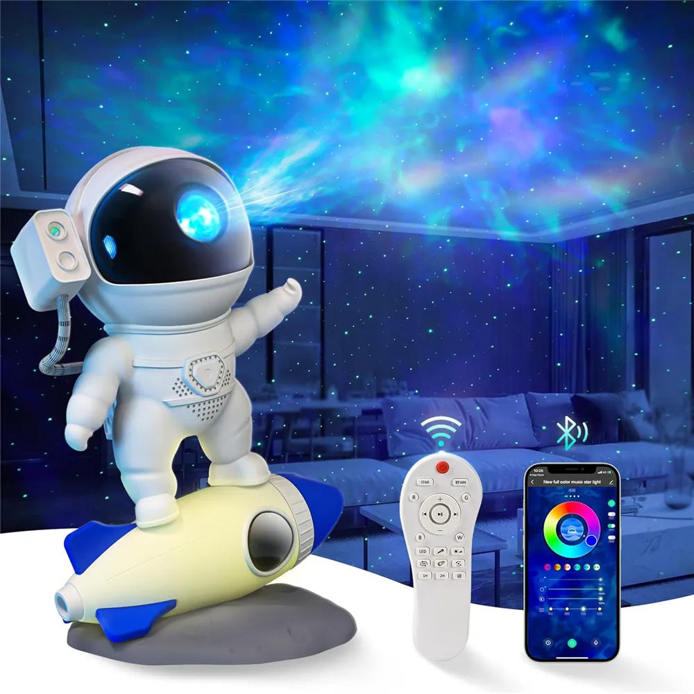 Rocket Astronaut Galaxy Projector Night Light Lamp